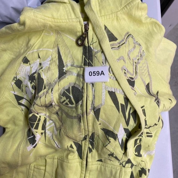 Fox Racing Yellow and white zip up hoodie with unique graphics - Picture 7 of 7